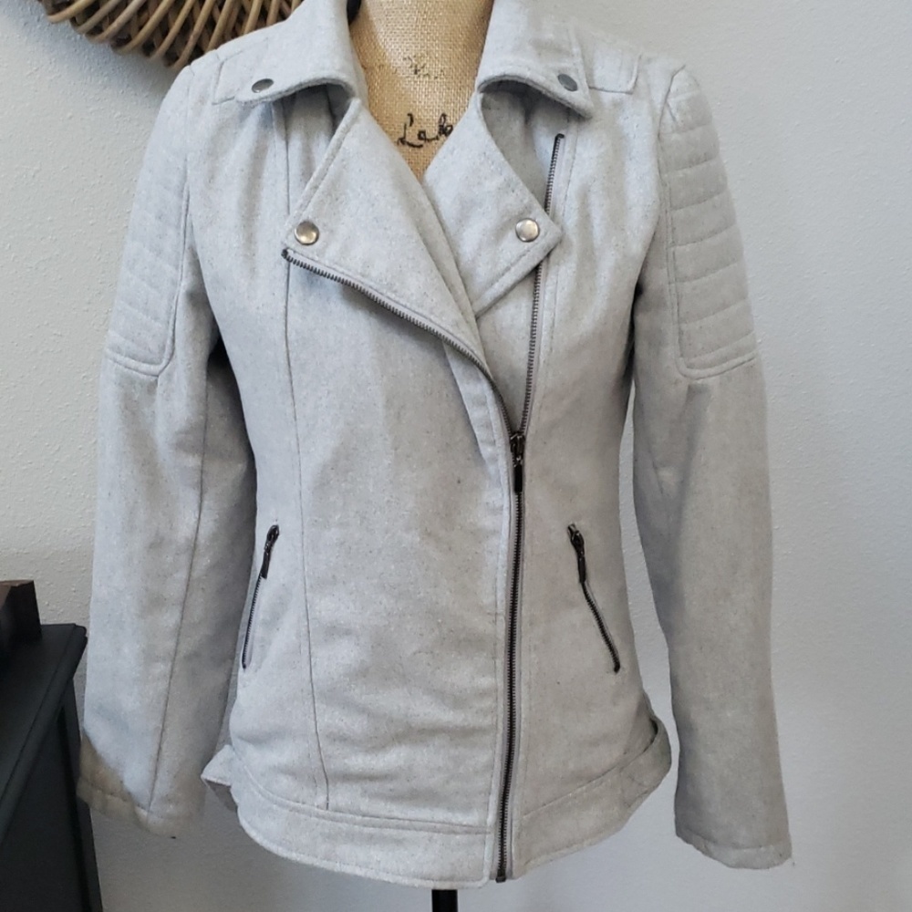 New York Yoki outerwear grey wool blend coat m